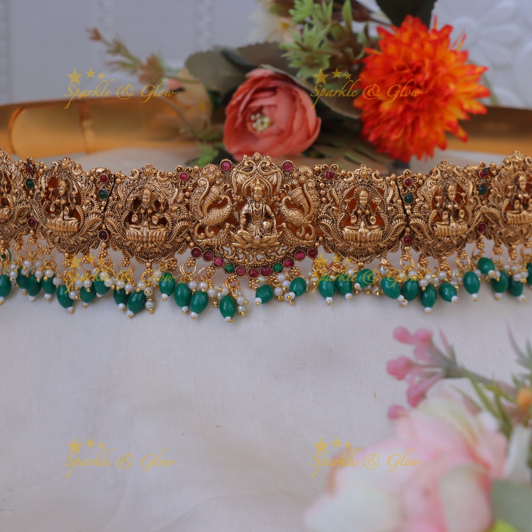 Exquisite Peacock Lakshmi Gold Hip Belt - Temple Jewel