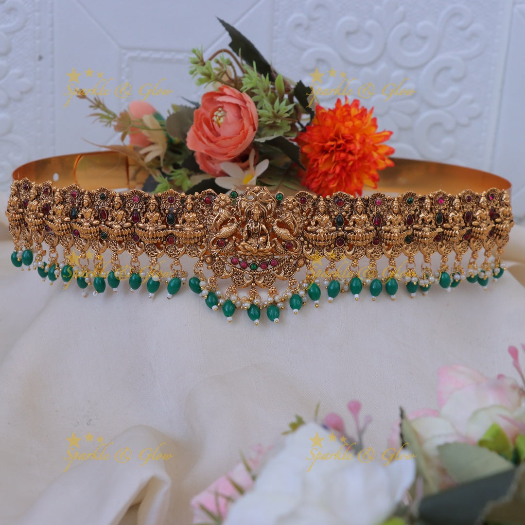 Luxurious Mango Lakshmi Peacock Hip Belt - Sparkle & Glow