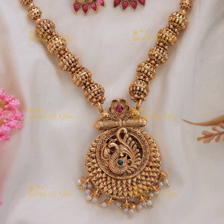 Exquisite Gold Style Reversible Peacock Necklace for Weddings