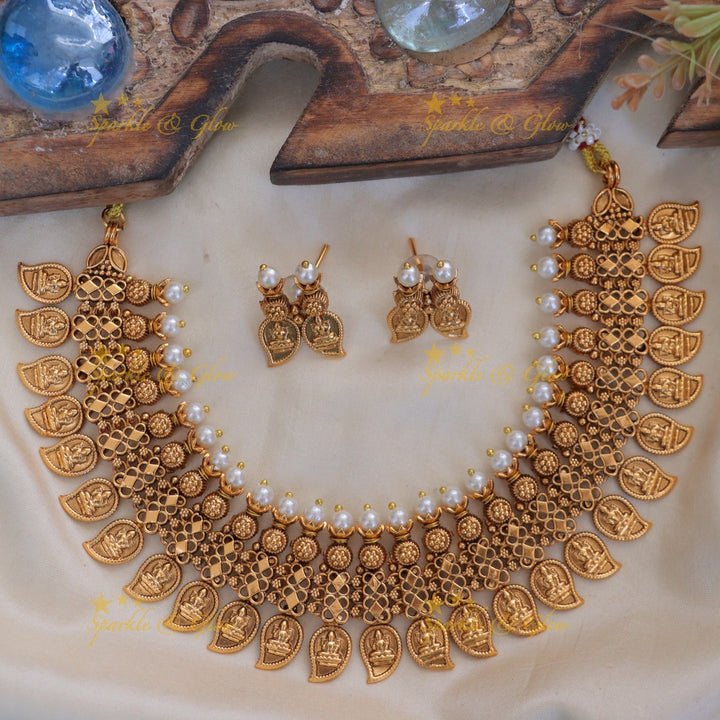 Exquisite Mango Lakshmi Necklace - Gold Finish