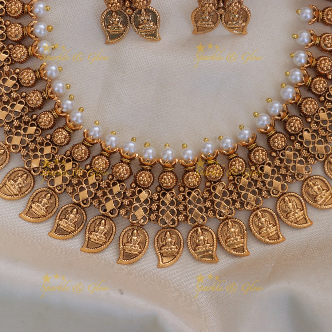 Exquisite Mango Lakshmi Necklace - Gold Finish
