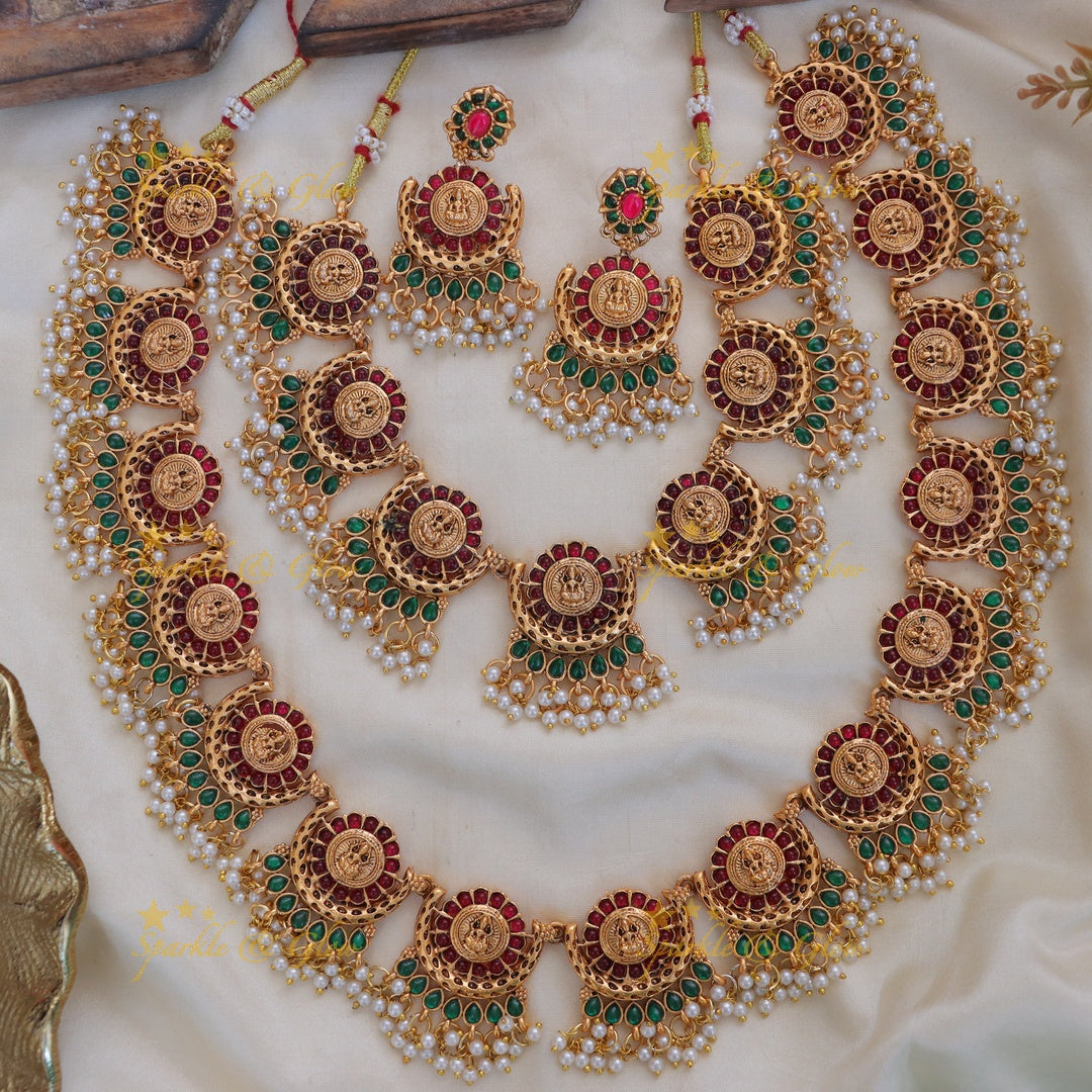 Sparkling Lakshmi Pearl Bridal Temple Jewelry Set