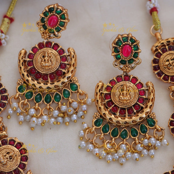 Sparkling Lakshmi Pearl Bridal Temple Jewelry Set