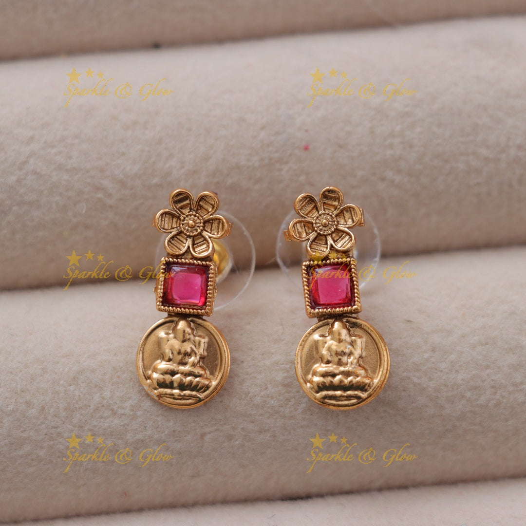 Exquisite Lakshmi Temple Necklace in Rich Gold Tone