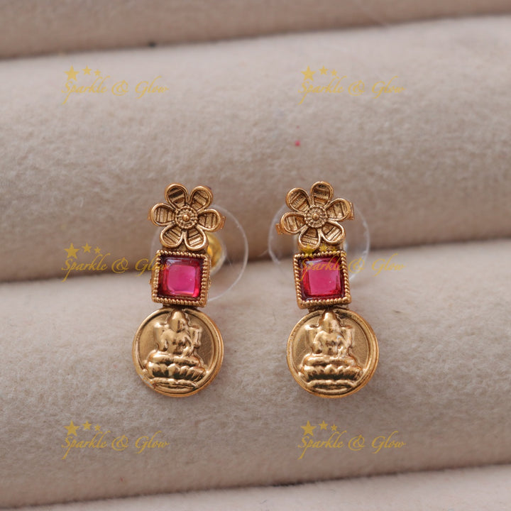 Exquisite Lakshmi Temple Necklace in Rich Gold Tone