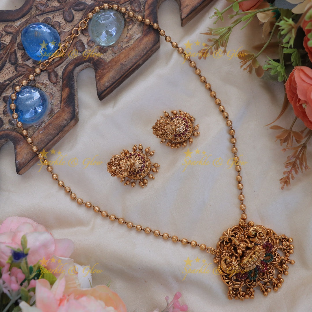 Exquisite Lakshmi Peacock Necklace for Weddings