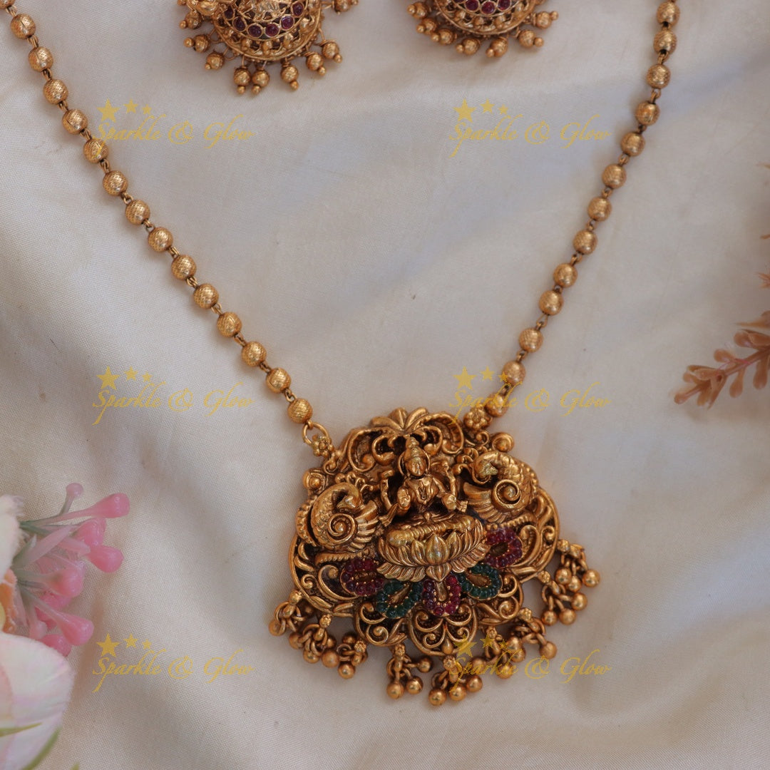 Exquisite Lakshmi Peacock Necklace for Weddings