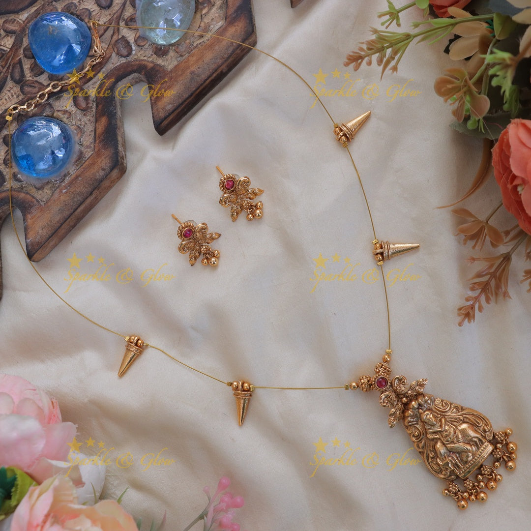 Exquisite Krishna Peacock Necklace with Earrings