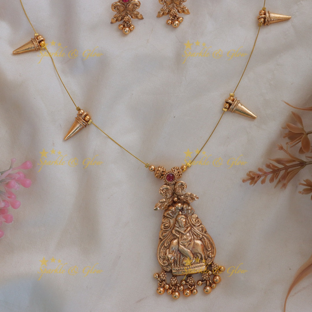 Exquisite Krishna Peacock Necklace with Earrings