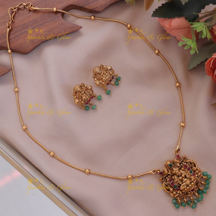 Exquisite Lakshmi Temple Gold Necklace Set Online