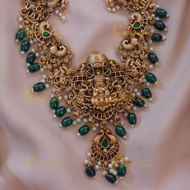 Exquisite Lakshmi Peacock Necklace Set - Sparkle & Glow