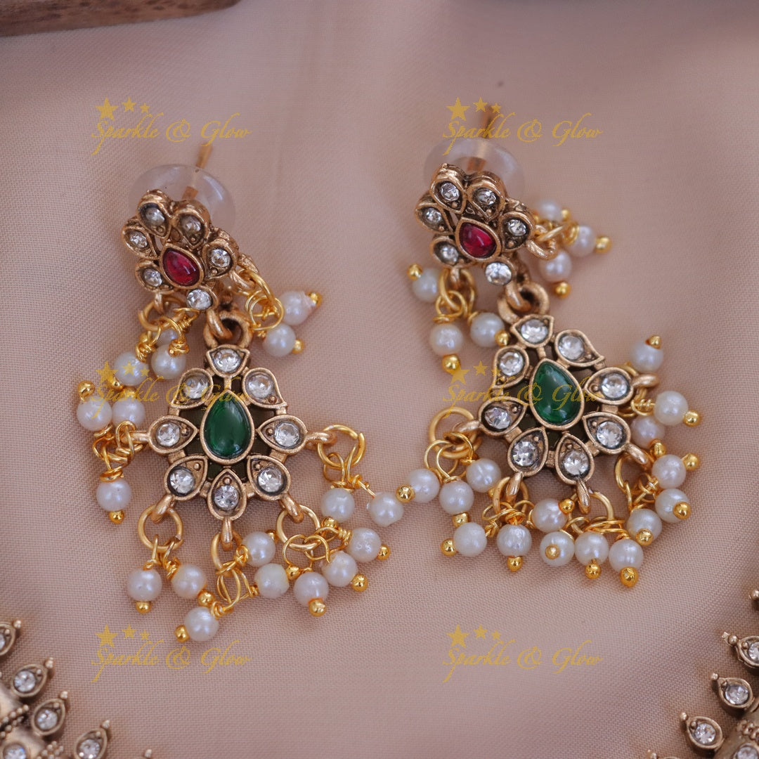 Exquisite Multi-Color Guttapusalu Necklace Set