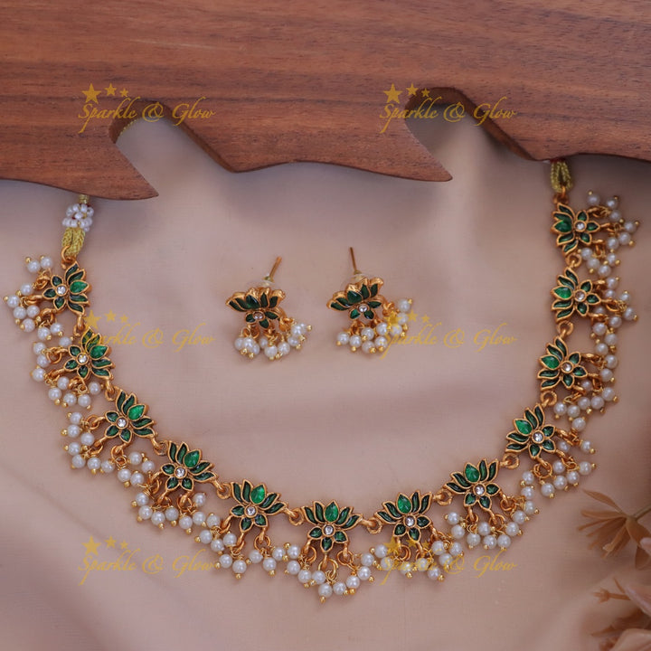 Elegant Lotus Necklace for Weddings and Festive Occasions