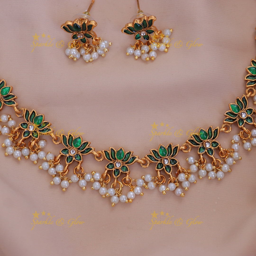 Elegant Lotus Necklace for Weddings and Festive Occasions