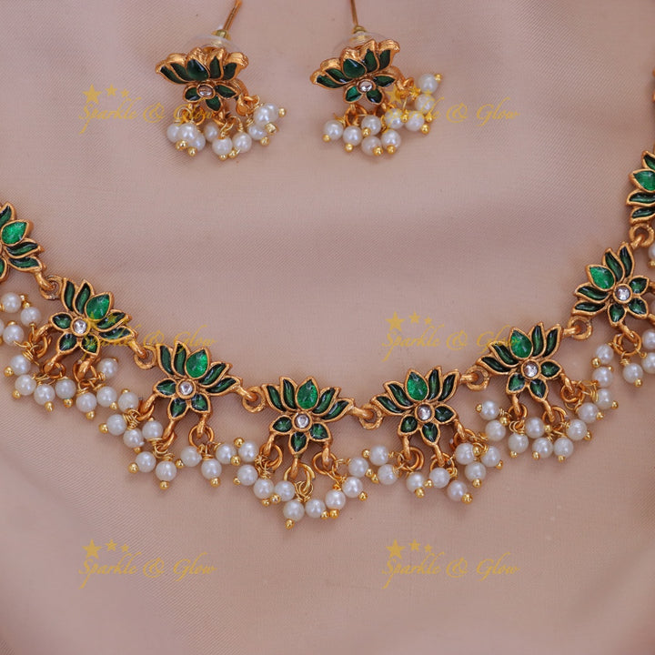 Elegant Lotus Necklace for Weddings and Festive Occasions