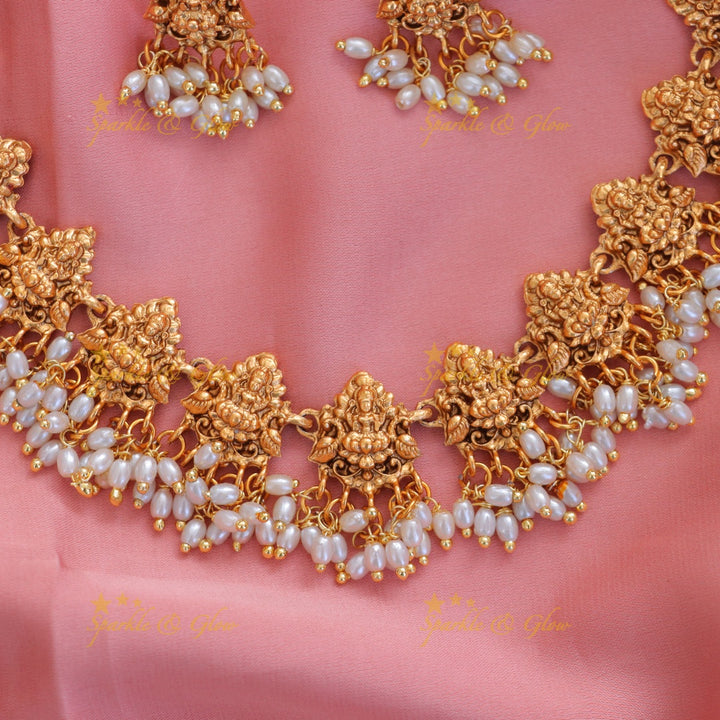 Exquisite Lakshmi Pearl Necklace - Perfect for Celebrations