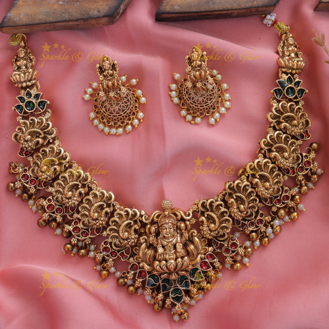 Luxurious Lakshmi Temple Necklace for Festive Elegance
