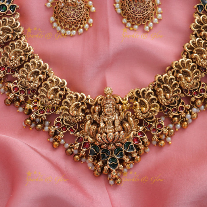 Luxurious Lakshmi Temple Necklace for Festive Elegance