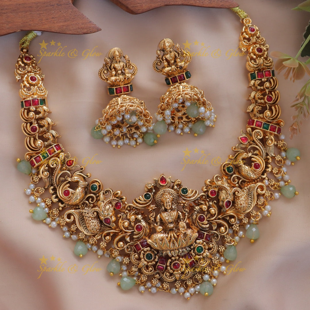 Lakshmi Peacock Necklace: Elegance in Imitation Gold