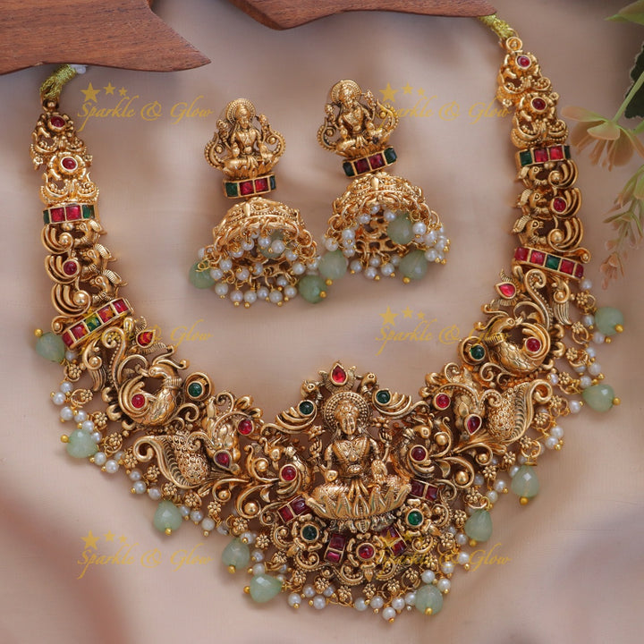 Lakshmi Peacock Necklace: Elegance in Imitation Gold