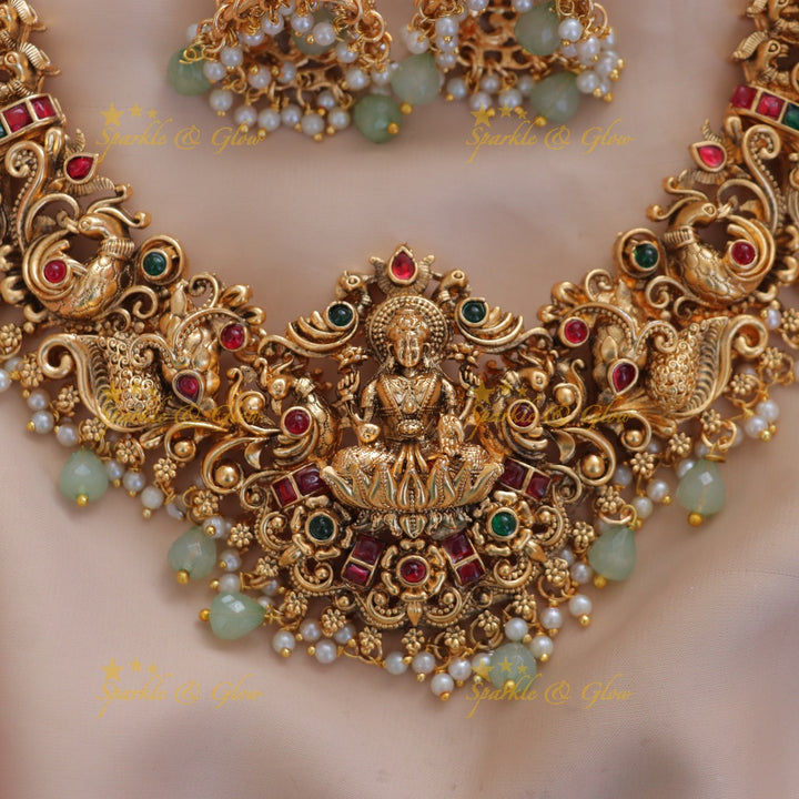 Lakshmi Peacock Necklace: Elegance in Imitation Gold