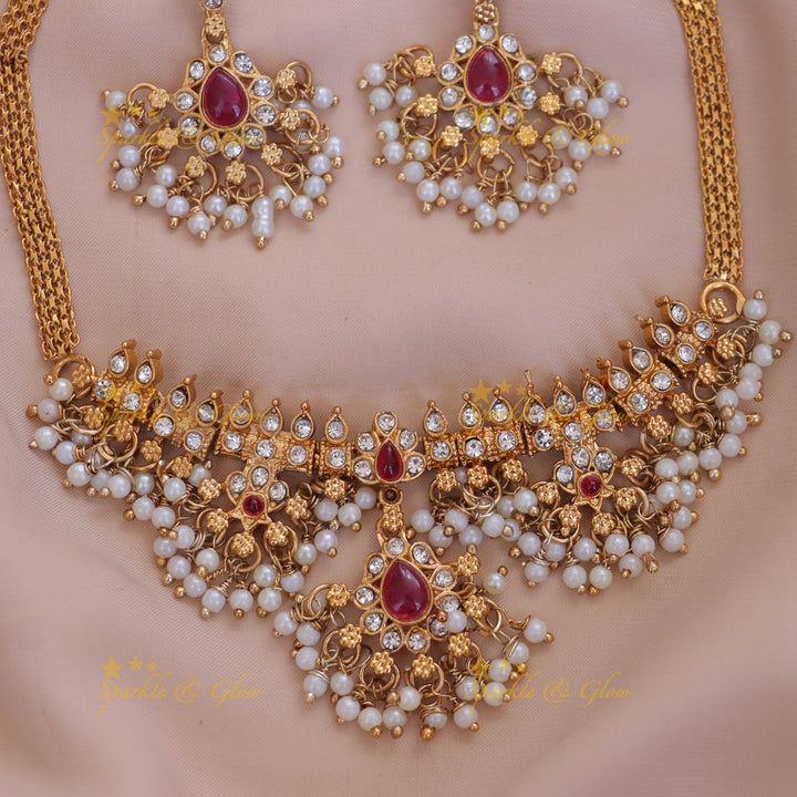Exquisite Gold Guttapusalu Necklace – Festive Elegance