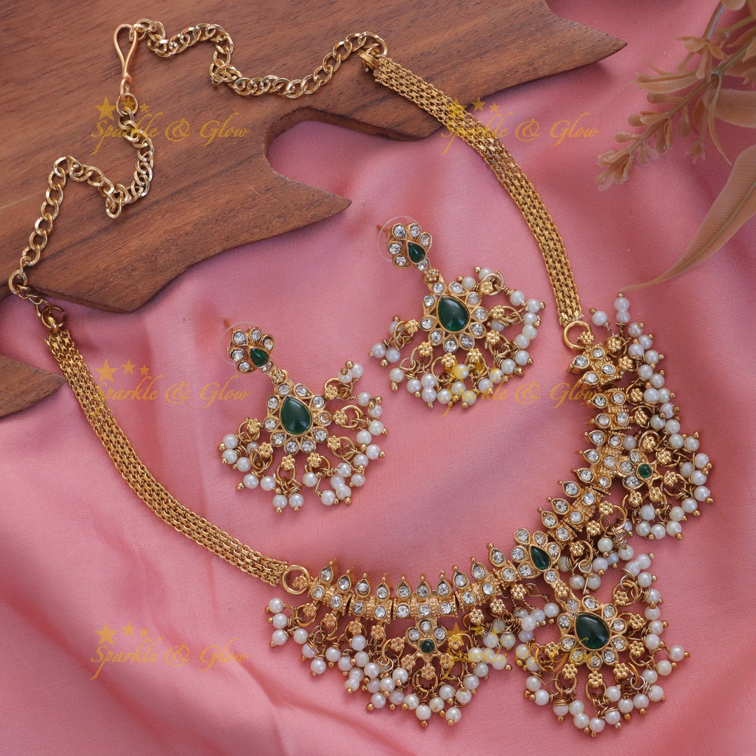Exquisite Gold Guttapusalu Necklace – Festive Elegance