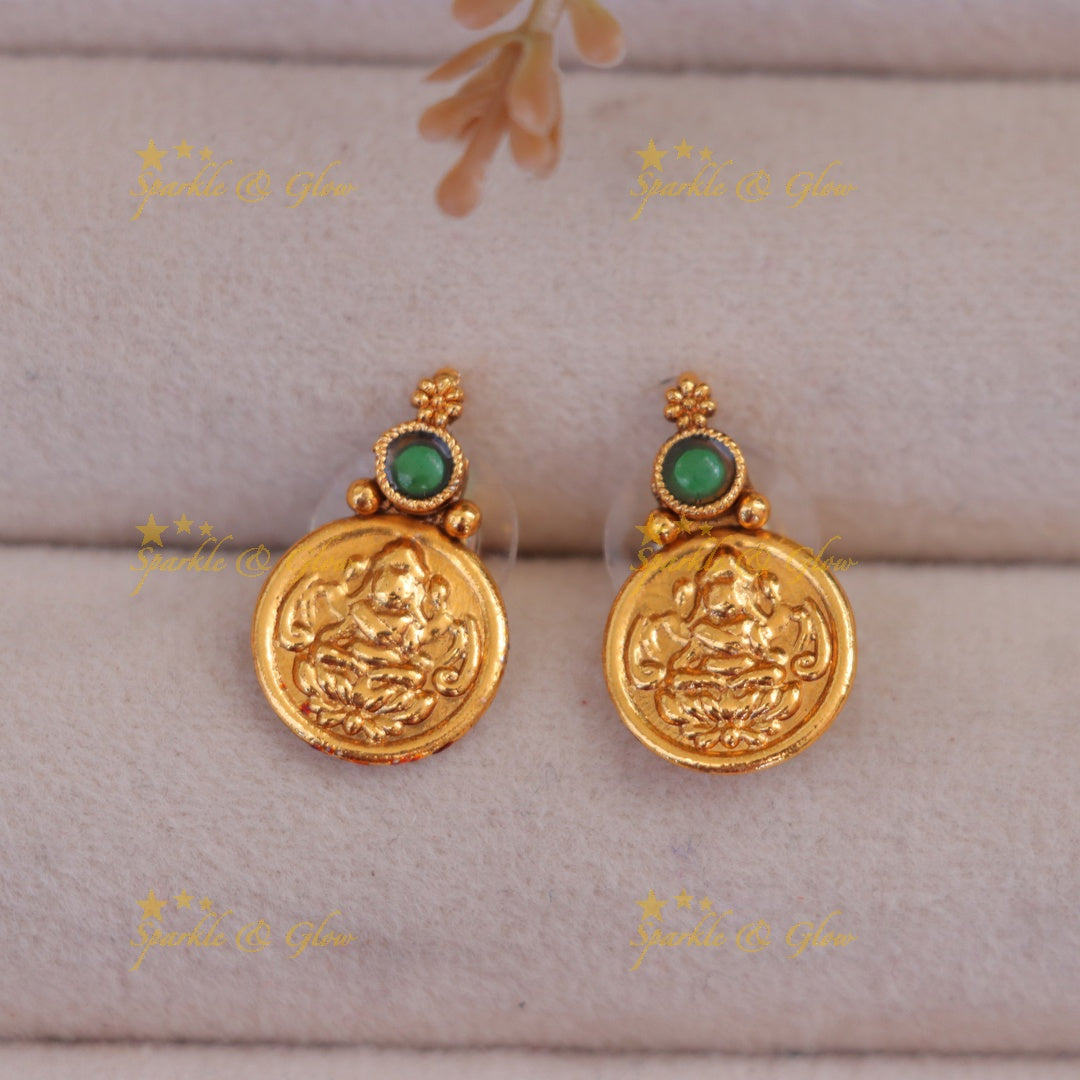 Lakshmi Coin Floral Necklace - Elegant Temple Jewelry