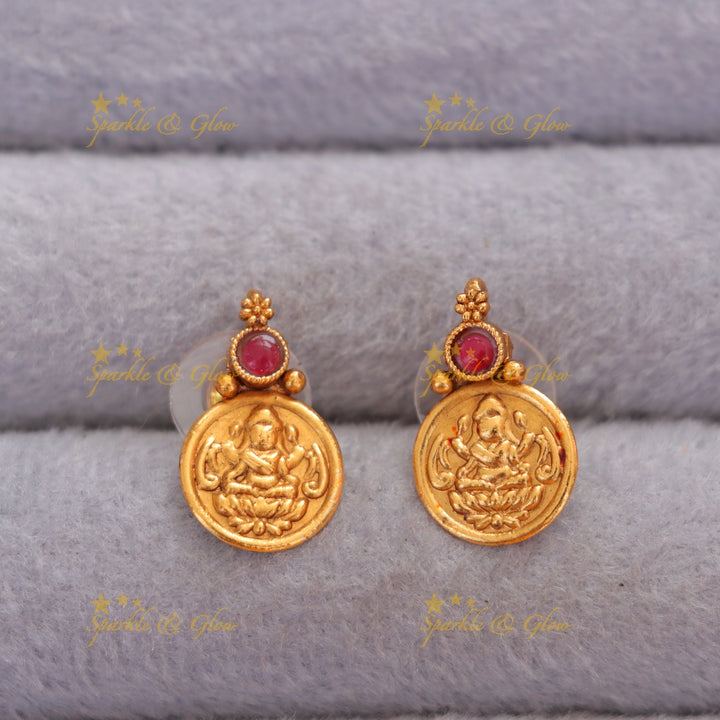 Lakshmi Coin Floral Necklace - Elegant Temple Jewelry