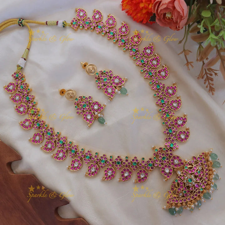 Enchanting Mango Peacock Necklace Set for Celebrations