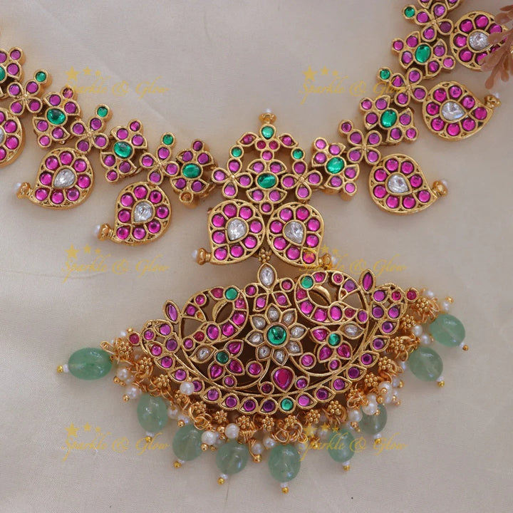 Enchanting Mango Peacock Necklace Set for Celebrations