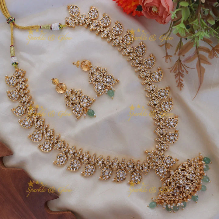 Enchanting Mango Peacock Necklace Set for Celebrations
