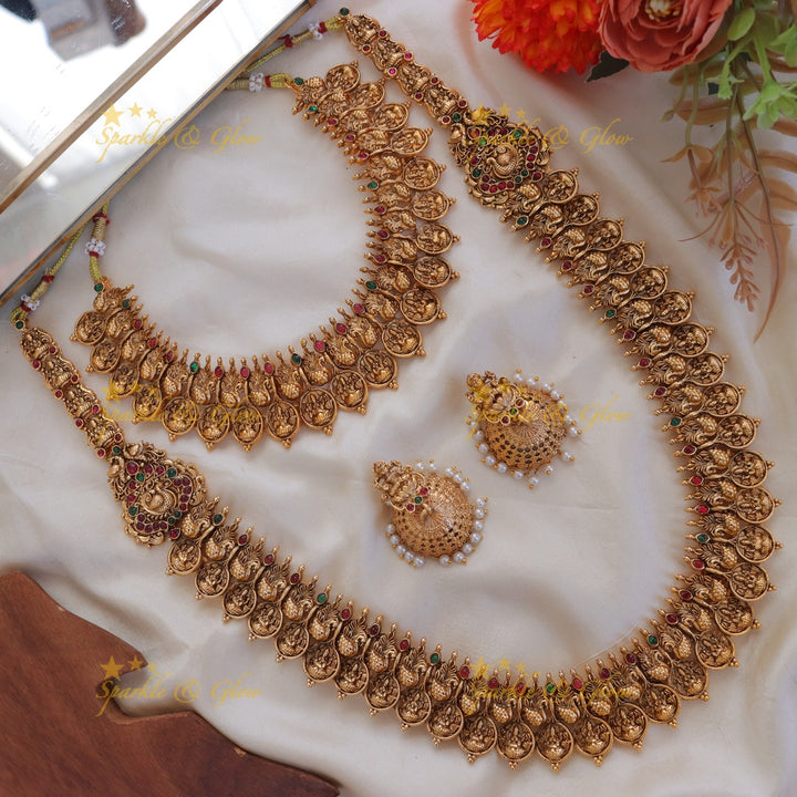 Exquisite Lakshmi Coin Necklace Set - Bridal Elegance