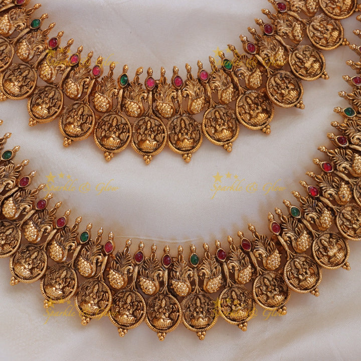 Exquisite Lakshmi Coin Necklace Set - Bridal Elegance