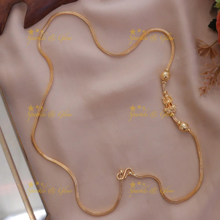 Exquisite Lakshmi Gold Bead Necklace for Weddings