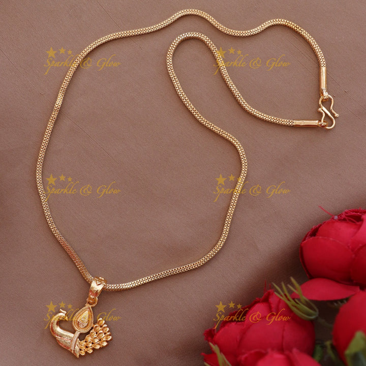 Exquisite Gold Peacock Pendant Necklace for Festive Glamour