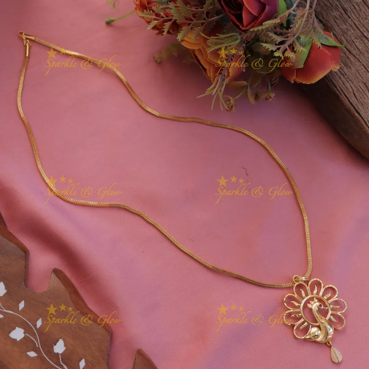 Elegant Gold Floral Peacock Wedding Necklace