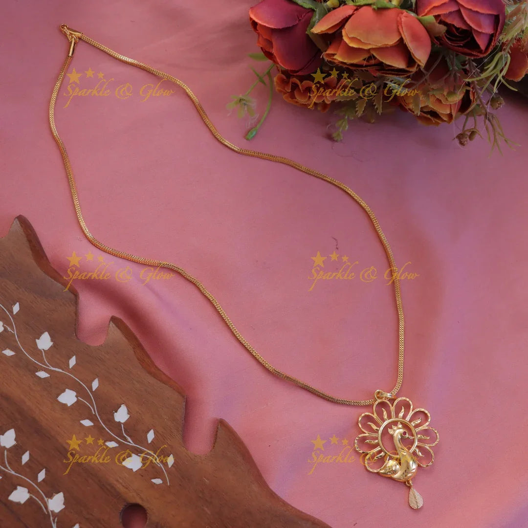 Elegant Gold Floral Peacock Wedding Necklace