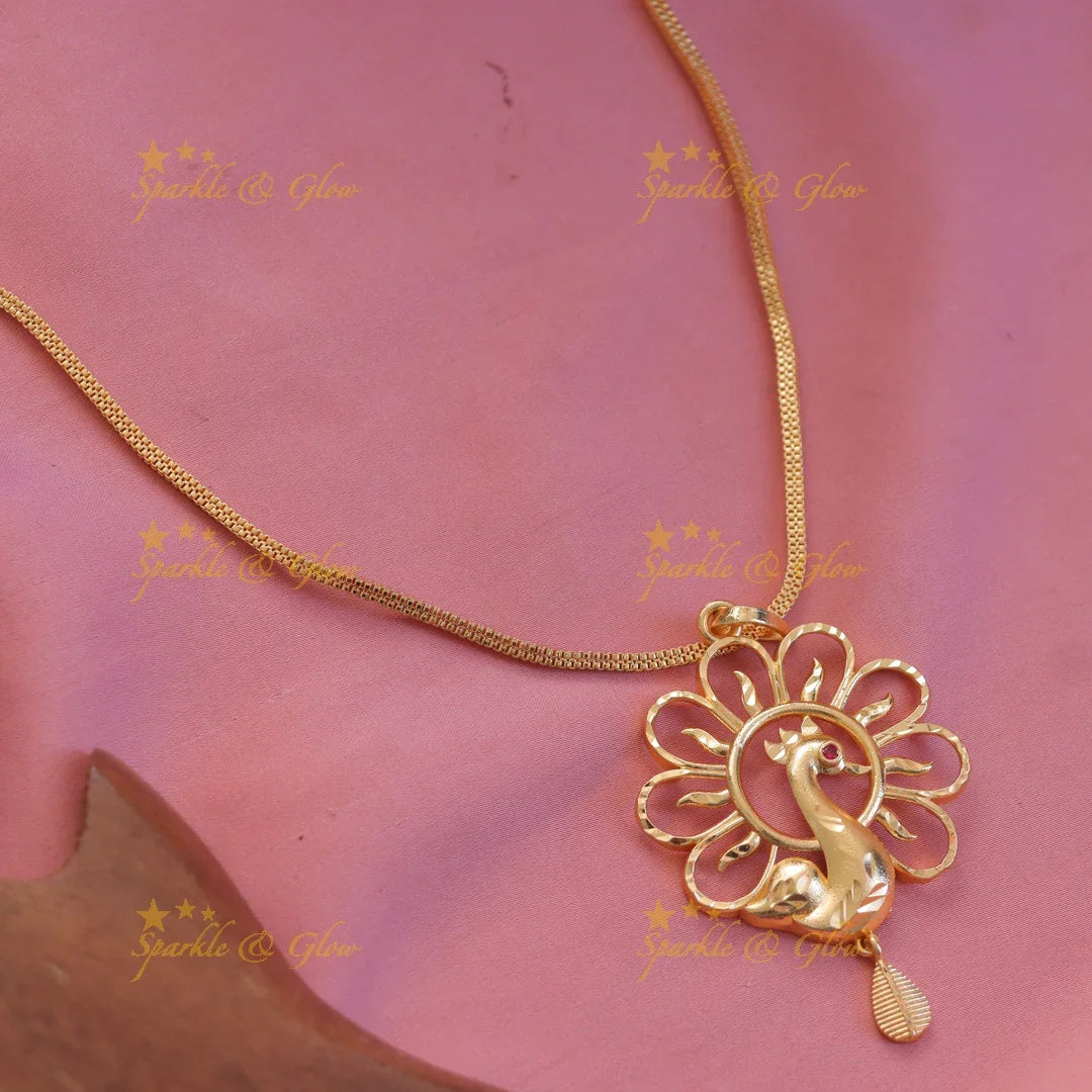 Elegant Gold Floral Peacock Wedding Necklace