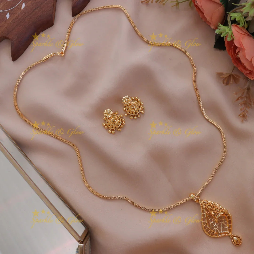 Exquisite Gold Long Necklace Set with Jhumkas