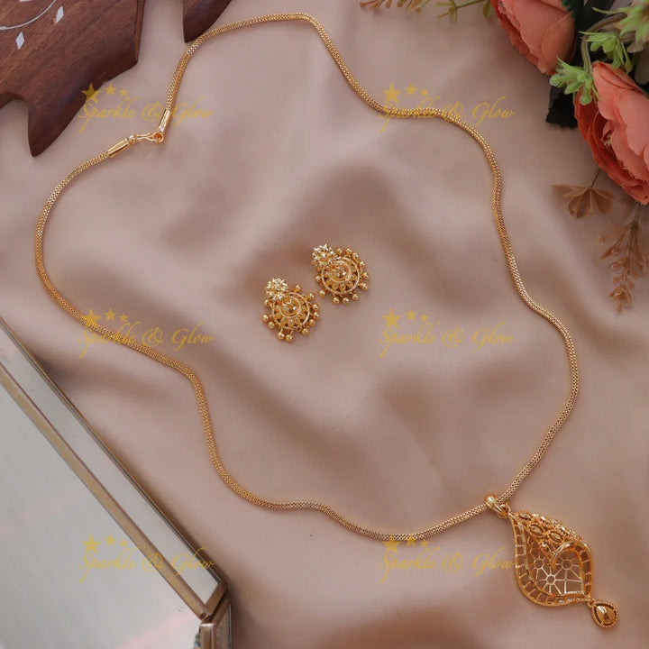 Exquisite Gold Long Necklace Set with Jhumkas