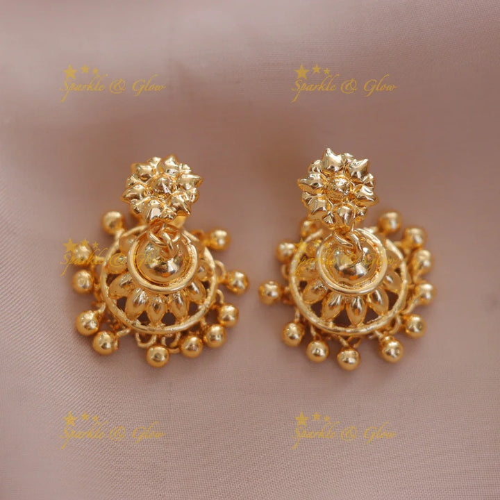 Exquisite Gold Long Necklace Set with Jhumkas