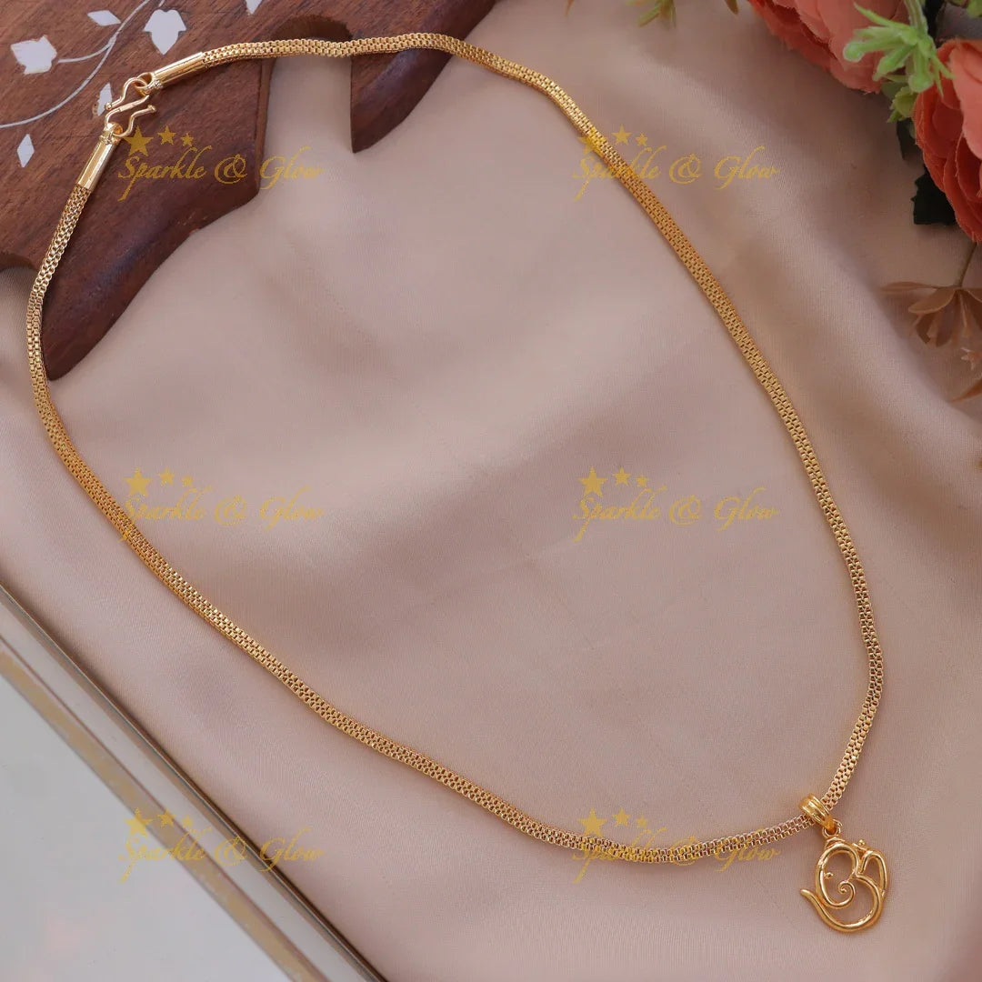 Elegant Festival Gold Necklace - Om Pendant Necklace
