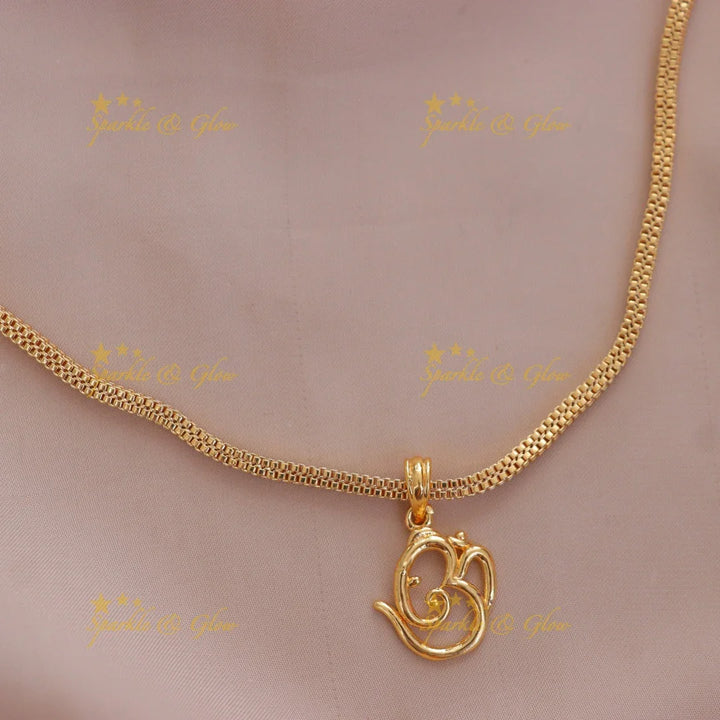 Elegant Festival Gold Necklace - Om Pendant Necklace