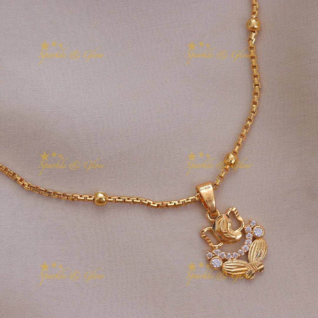 Ganesh Gold Beaded Necklace for Weddings and Festivities