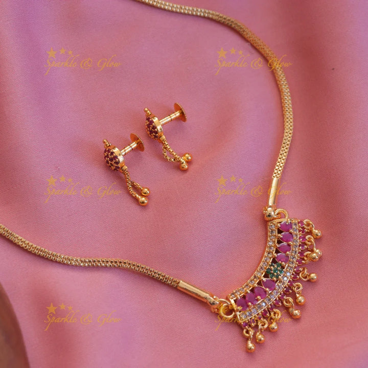 Exquisite Gold-Plated Stone Festive Necklace