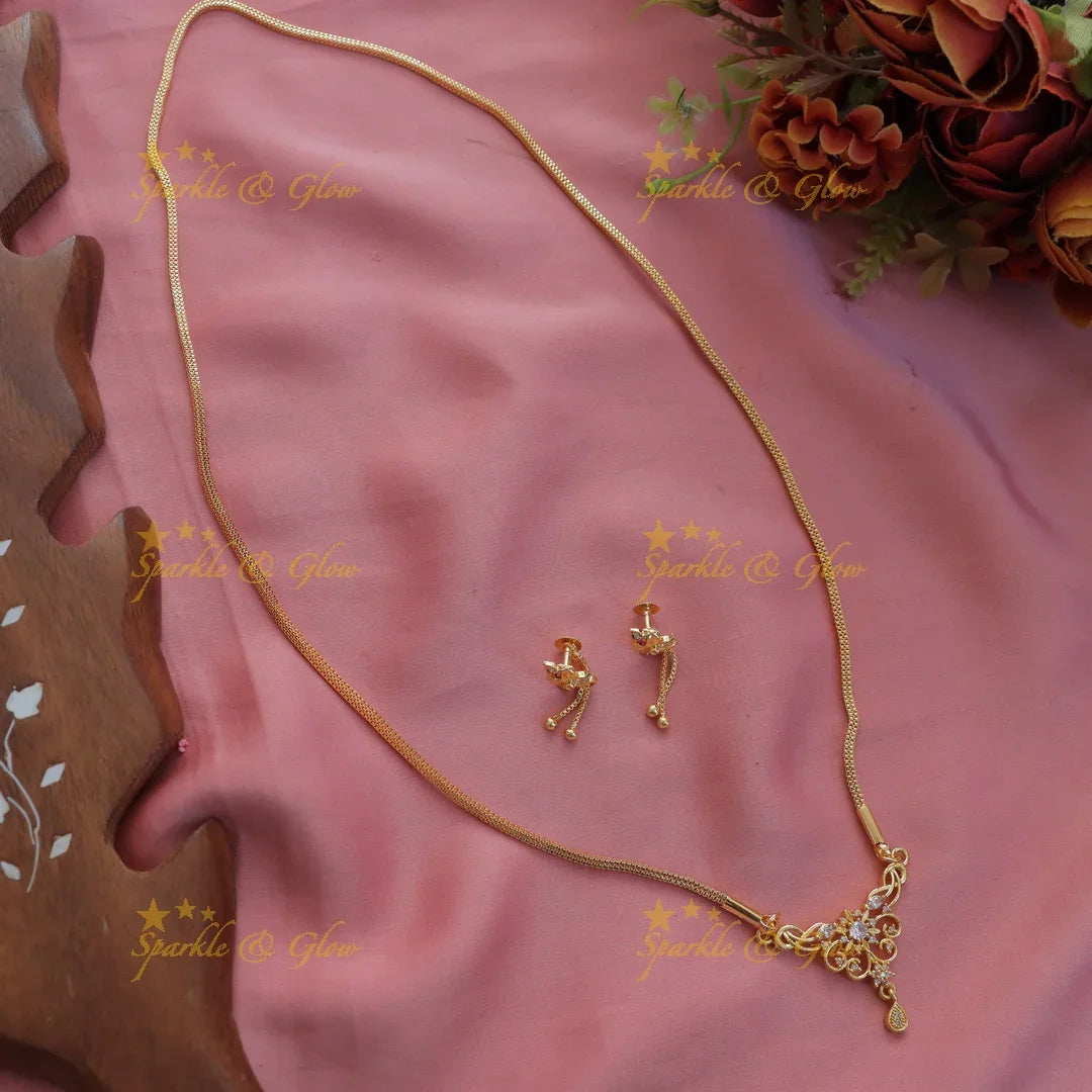 Elegant Gold Floral Long Necklace for Weddings