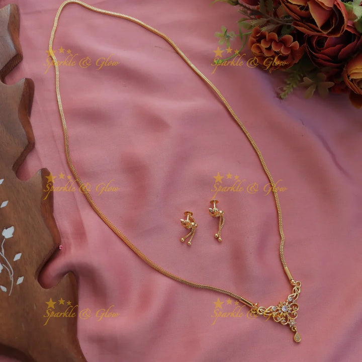Elegant Gold Floral Long Necklace for Weddings