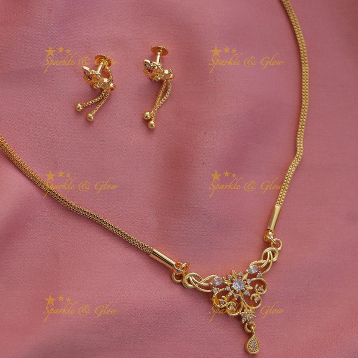Elegant Gold Floral Long Necklace for Weddings
