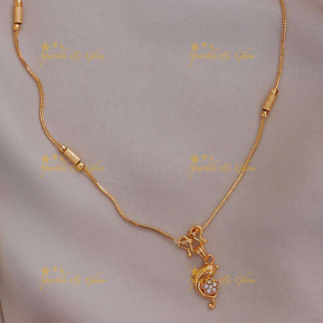 Elegant Dolphin Floral Gold Necklace - Sparkle & Glow